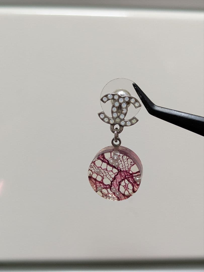 CHANEL シャネル ピアス 片耳 ココマーク レース×パール　レジン