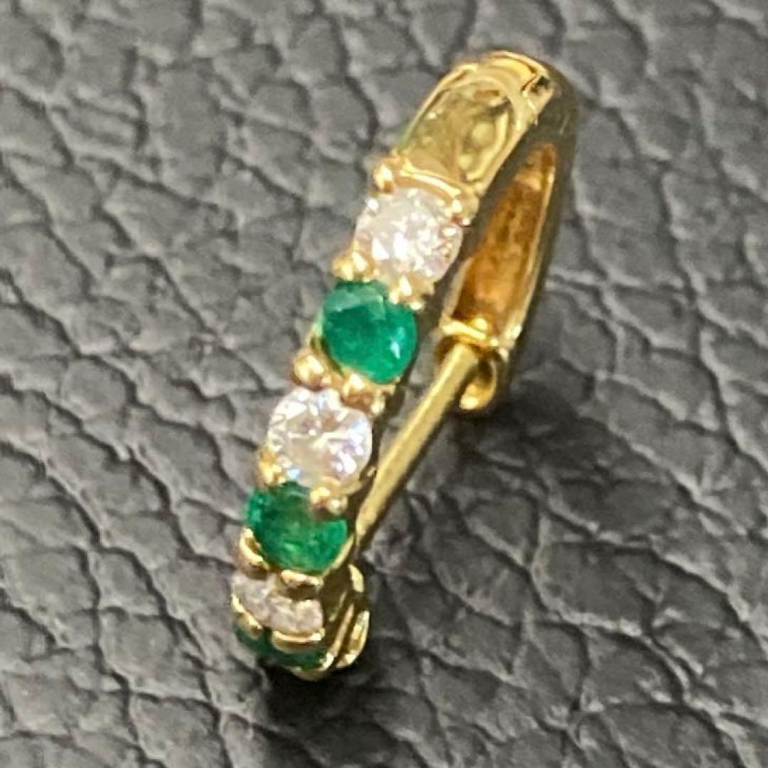 エメラルド＆天然ダイヤモンド 18金ゴールド片耳ピアス