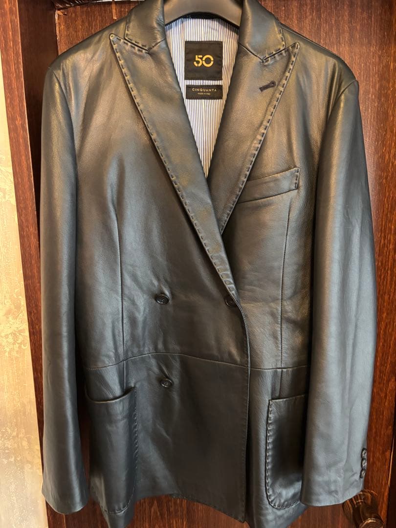 YRT CINQUANTA レザーテーラードジャケット ブラック