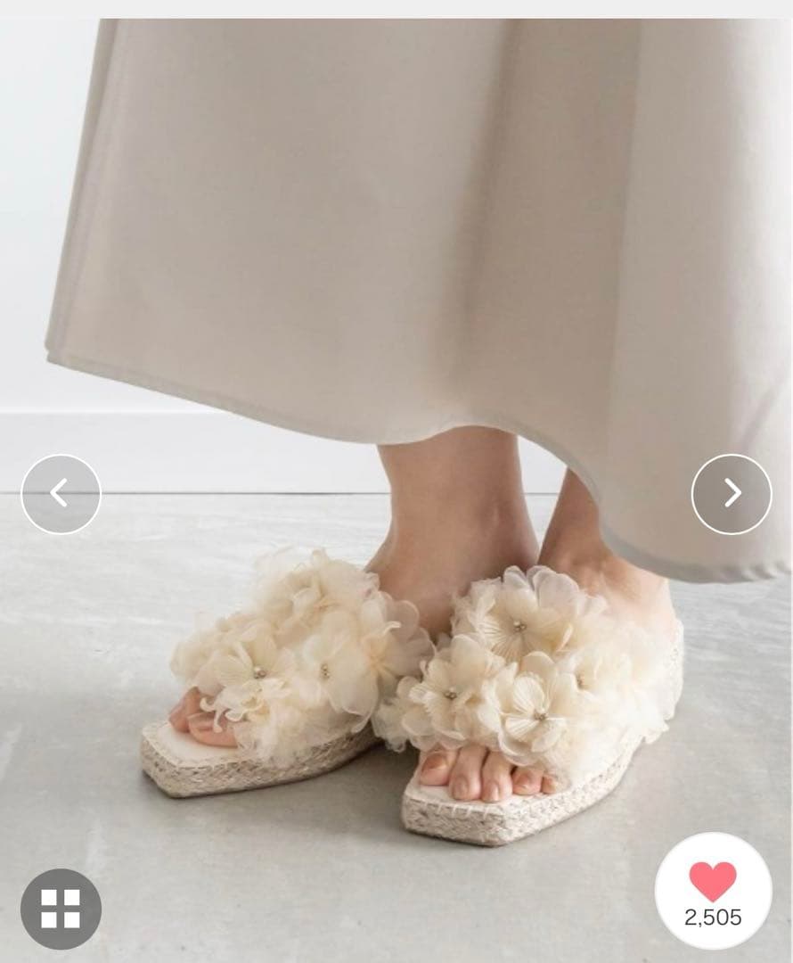 RANDA シフォンフラワーミュールサンダル　即購入ok⭐︎