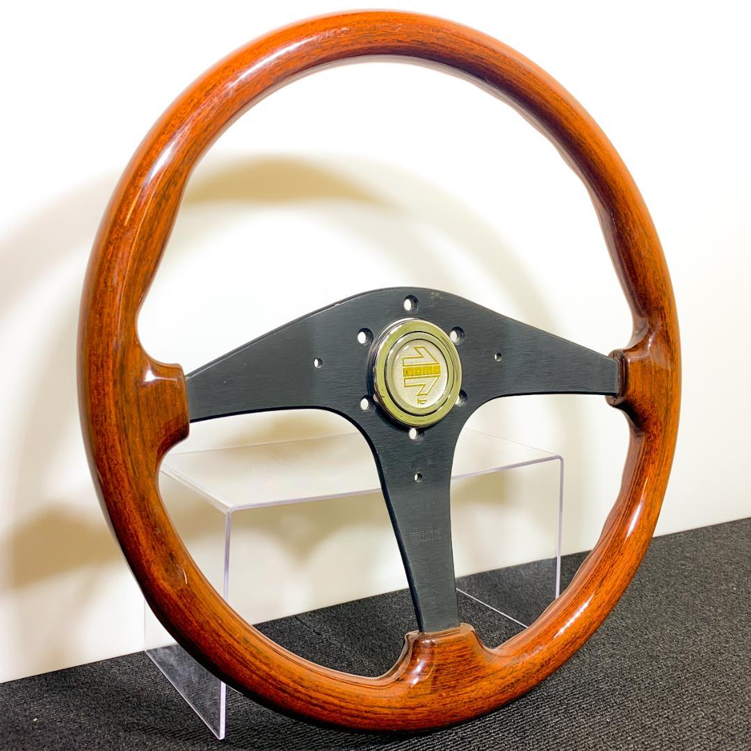 モモ ウッドステアリング 37パイ ホーンボタン付き 1996年製 当時物 良品