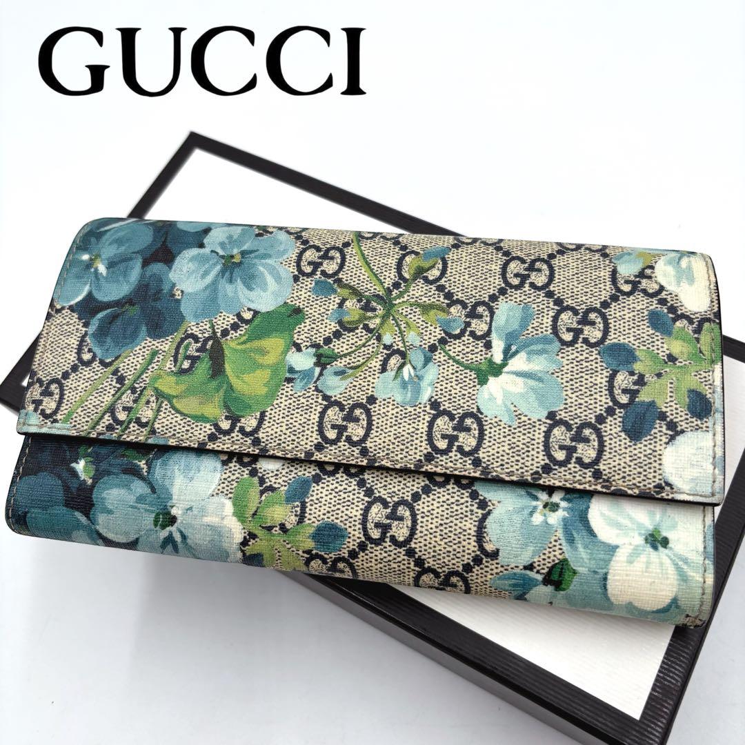 GUCCI グッチ GGブルームス スプリーム レザー 長財布 PVC 花柄