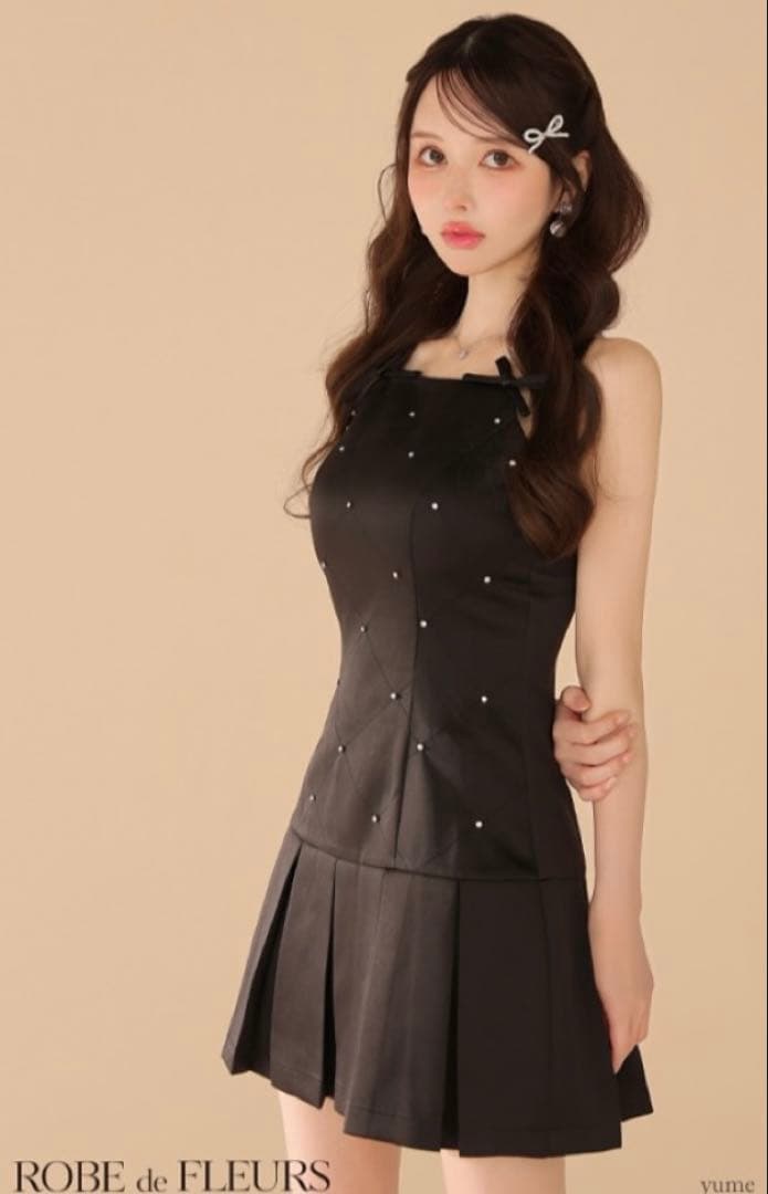 ROBE de FLEURS ブラックミニドレス