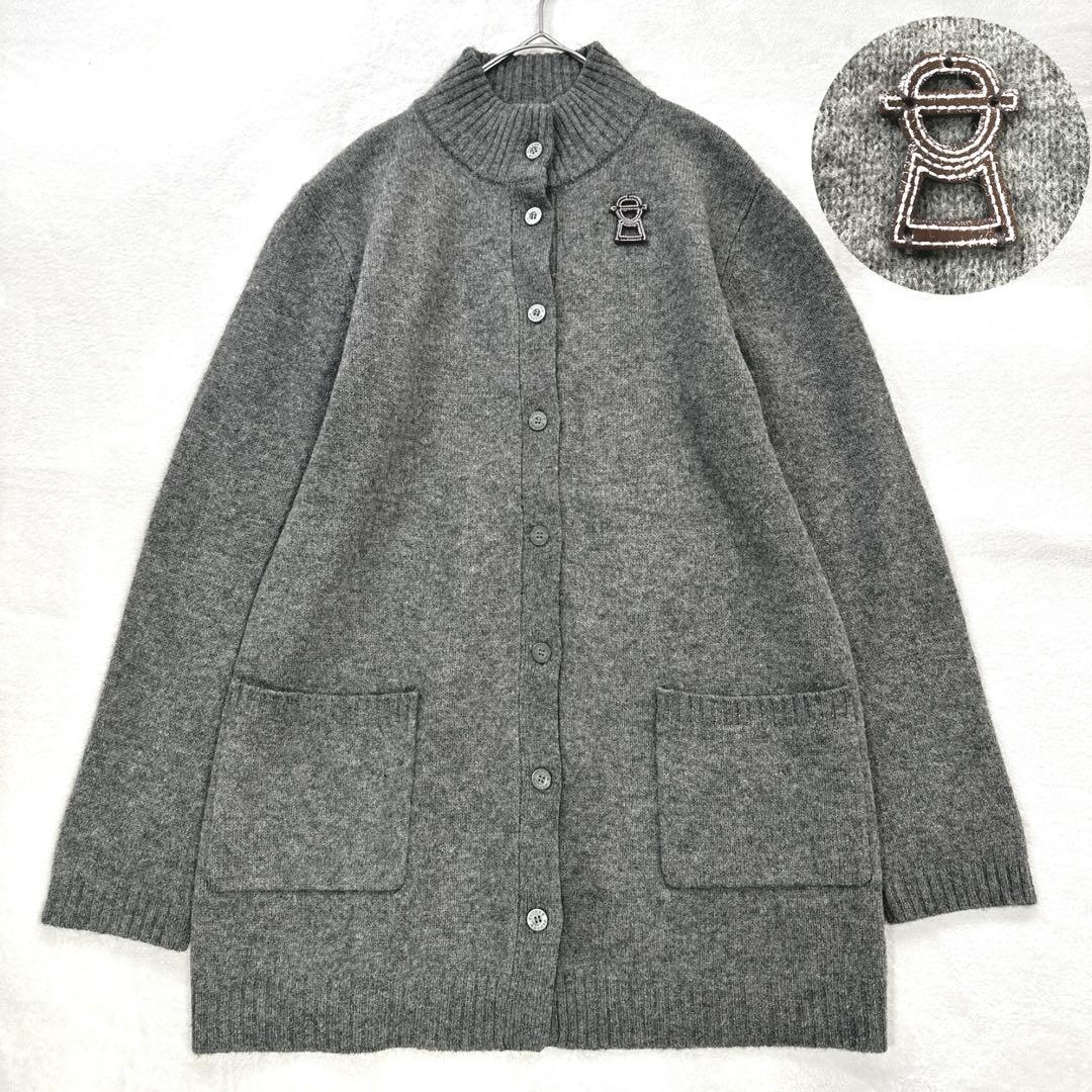 美品 ピッコーネ ヤク カシミヤ ニットカーディガン ハイネック グレー M