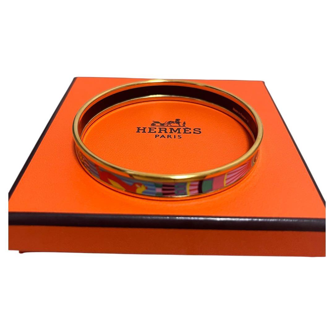 エルメス HERMES エマイユ バングル ゴールド 動物柄 美品