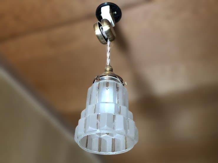 【美品】アンティーク　マーブルペンダントランプ