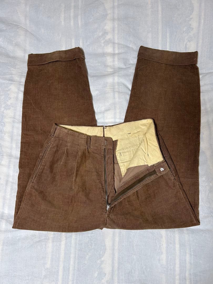 60s 60年代 コーデュロイパンツ 2タック ブラウン 細畝 W30