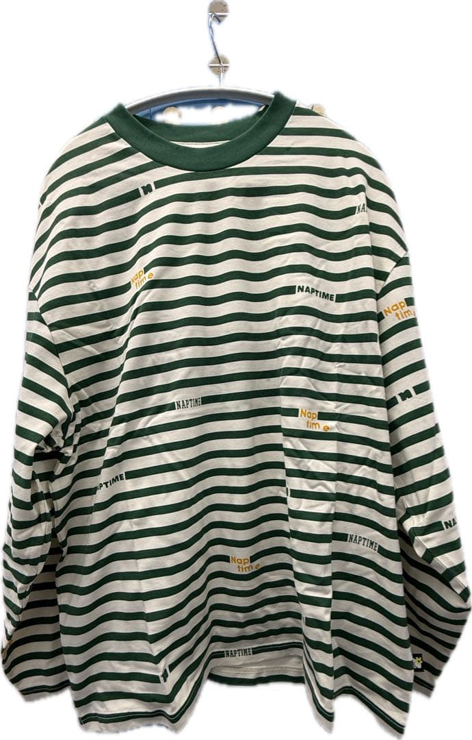 【新品】NissyNaptime.ボーダーロングT(グリーンL)