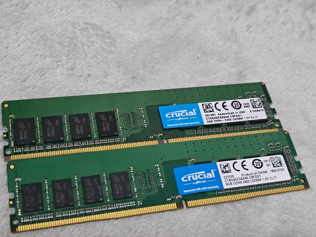 crucial 8GB ×2 計 16GB DDR4 2400 MHz メモリ