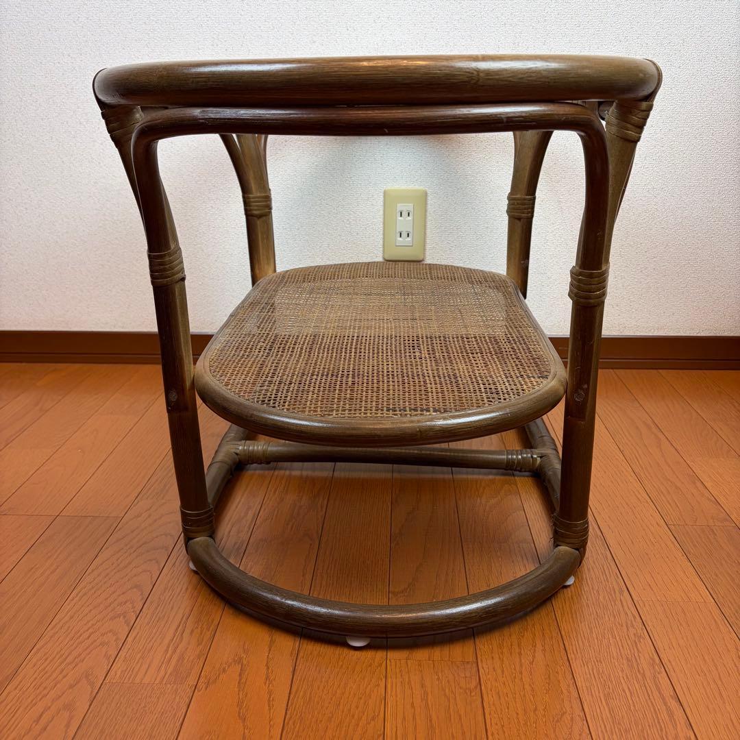 送料無料 ラタン製ガラス天板サイドテーブル アンティーク ヴィンテージ 天然木