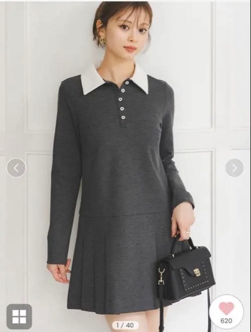 snidel 衿つきプリーツカットミニワンピース