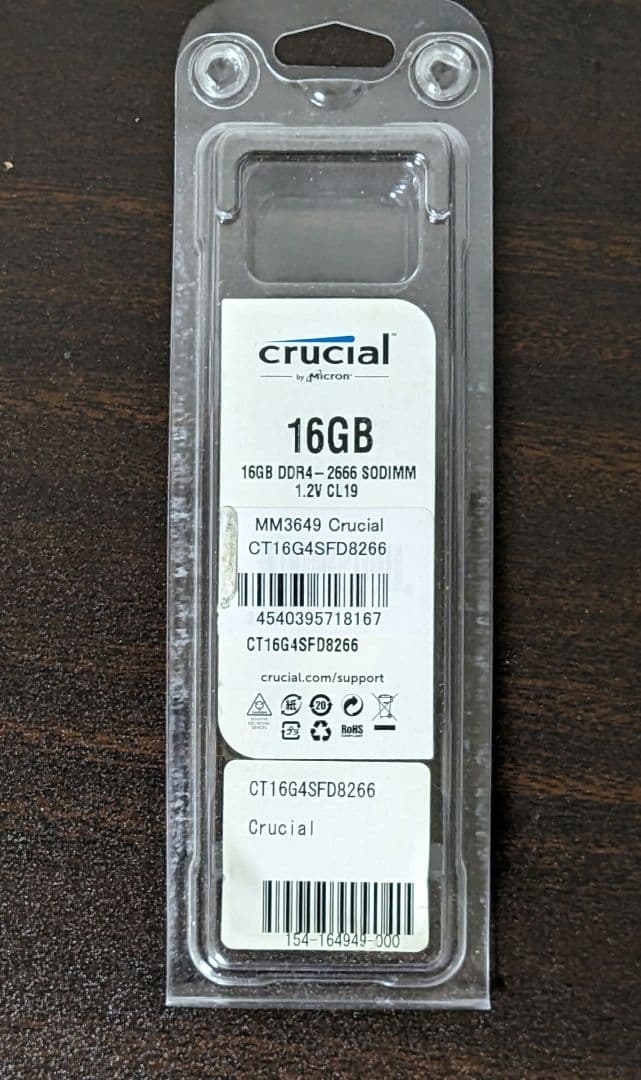 Crucial 16GB DDR4-2666 SO-DIMM ノートPCメモリー