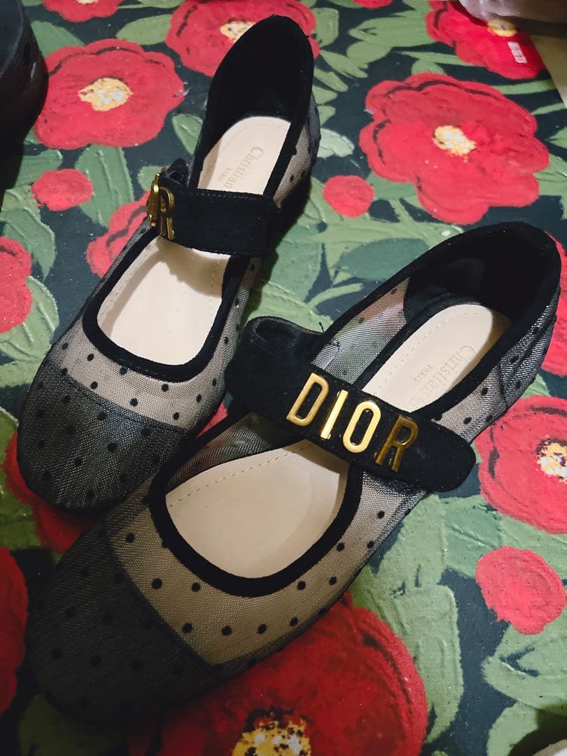 Dior ドット柄 フラットシューズ 37size