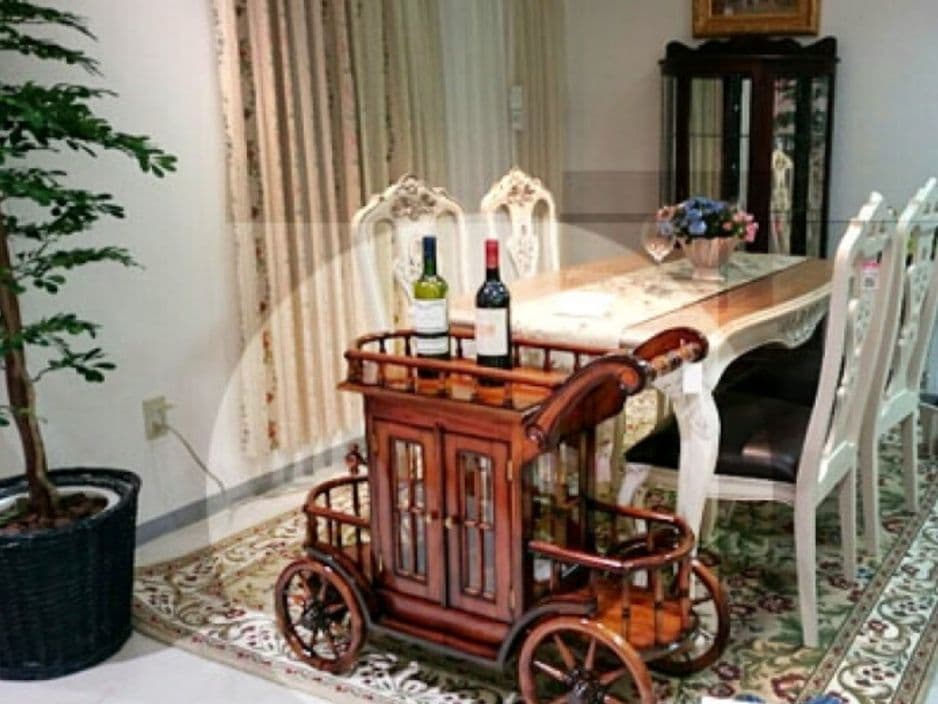 マホガニー　シンデレラワゴン　馬車　アンティーク　木製　家具　ブラウン　収納　棚