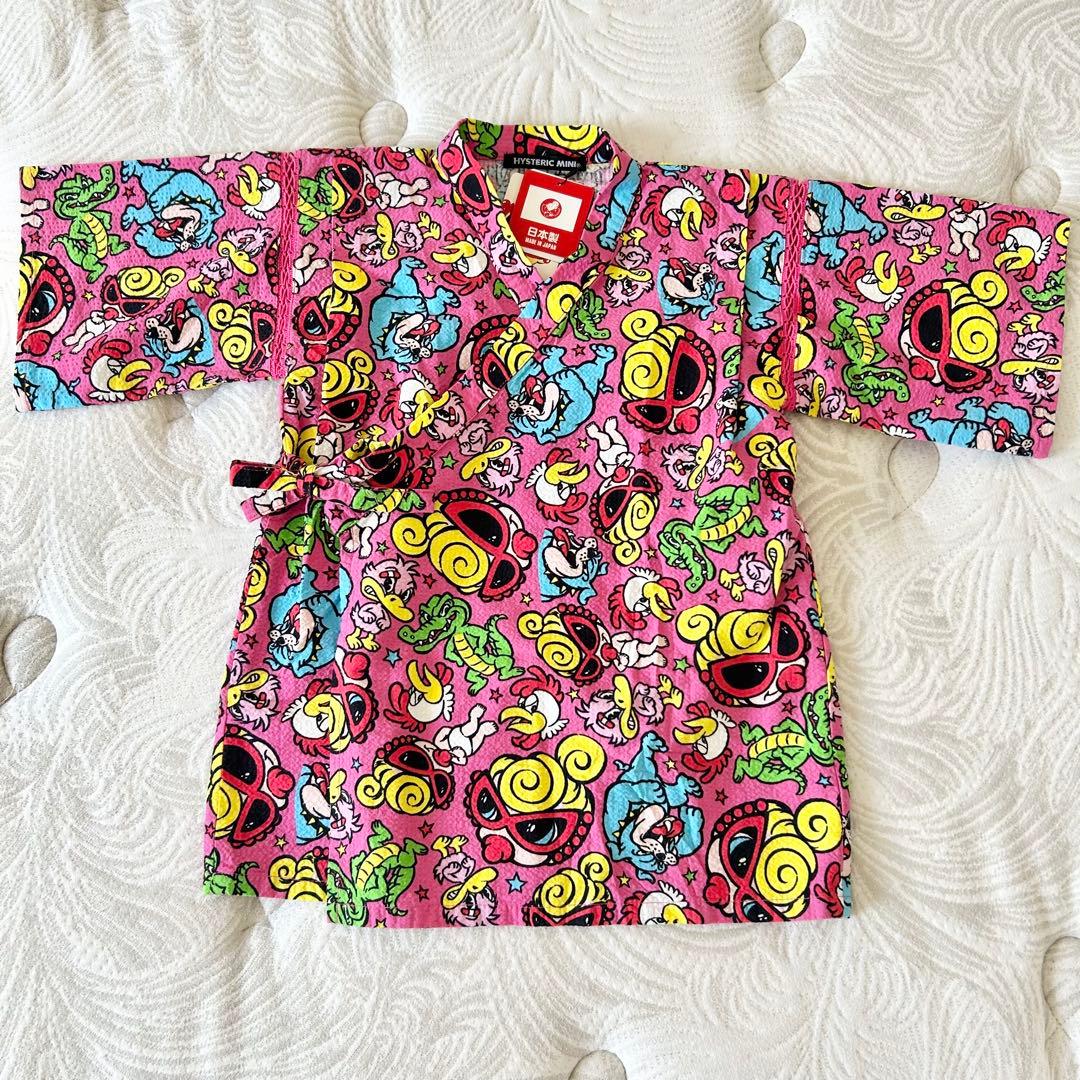 【 未使用 】 ヒスミニ 甚平 Lサイズ 120 130 cm タグ付き ピンク