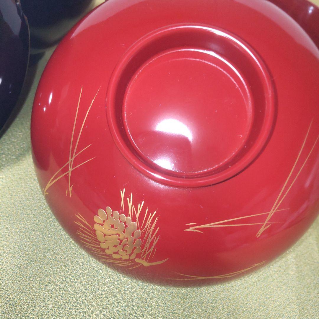 輪島塗 濱田屋 蓋付 椀 お椀 金彩 松 金蒔絵 木箱付 ペア 吸飲