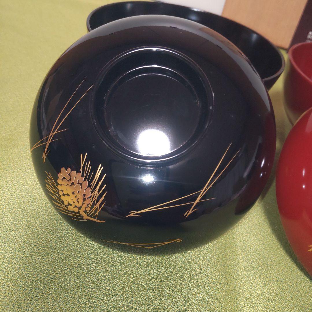 輪島塗 濱田屋 蓋付 椀 お椀 金彩 松 金蒔絵 木箱付 ペア 吸飲