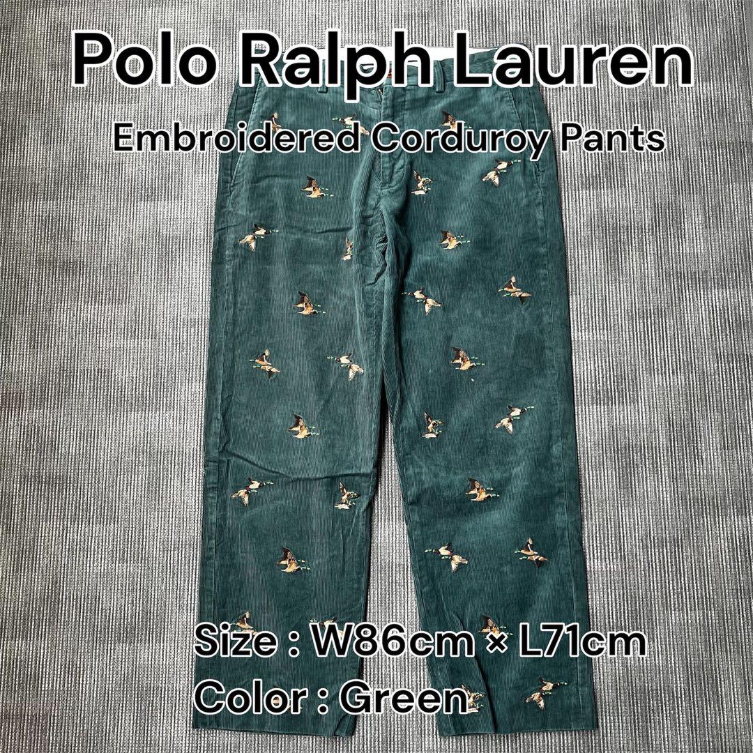 ラルフローレン カモ 総柄 刺繍 コーデュロイパンツ ヴィンテージ 古着