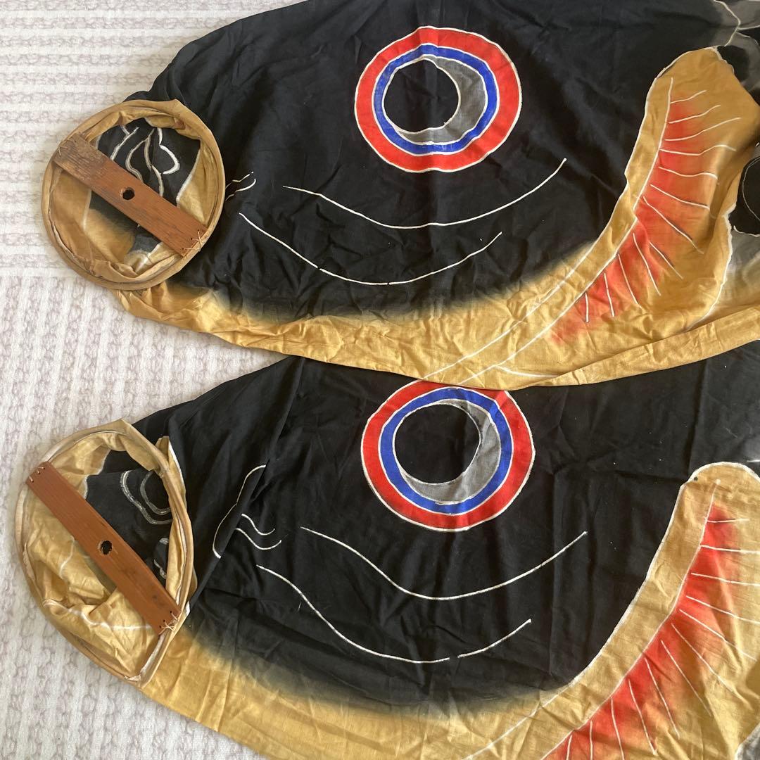 大きい昭和ビンテージ鯉のぼり真鯉と緋鯉セット　レトロ