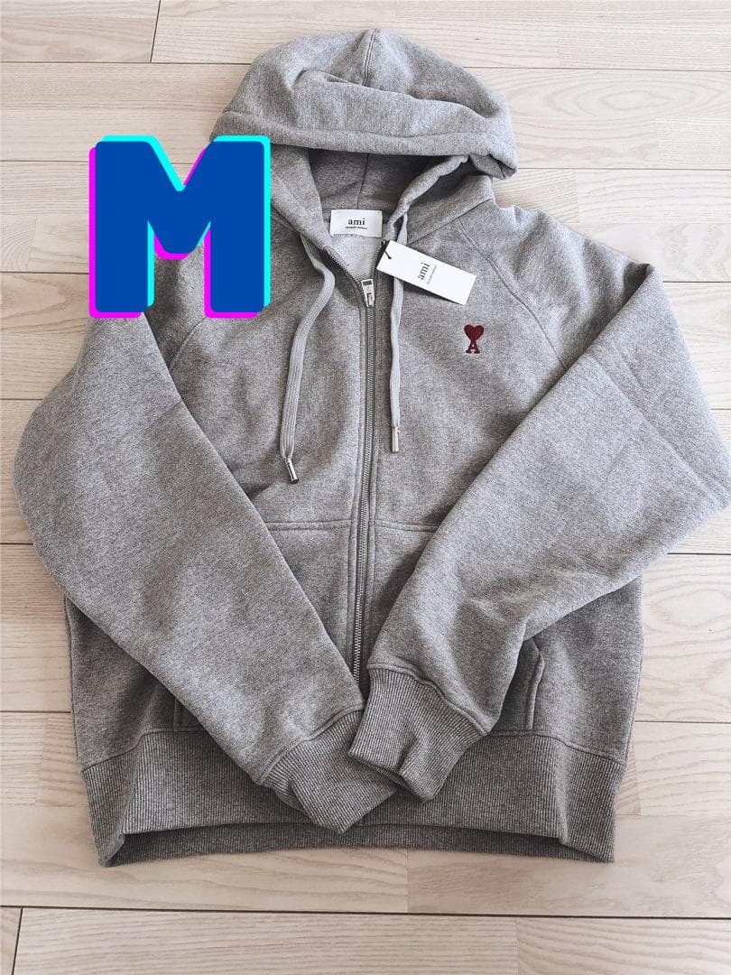 【新品】AMI PARIS アミパリス フルジップパーカー グレー Mサイズ