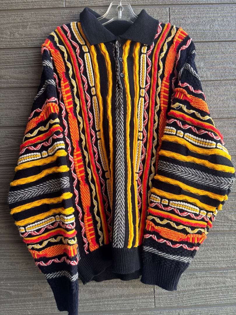90s COOGI 3Dコットンニット 希少　襟付き　クージー　セーター