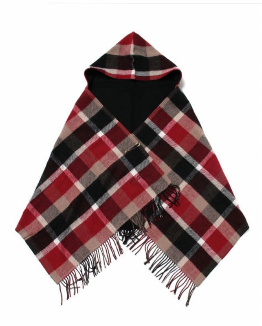 ブルーレーベルクレストブリッジ　ノバチェック柄　フード付大人可愛いあったか羽織り