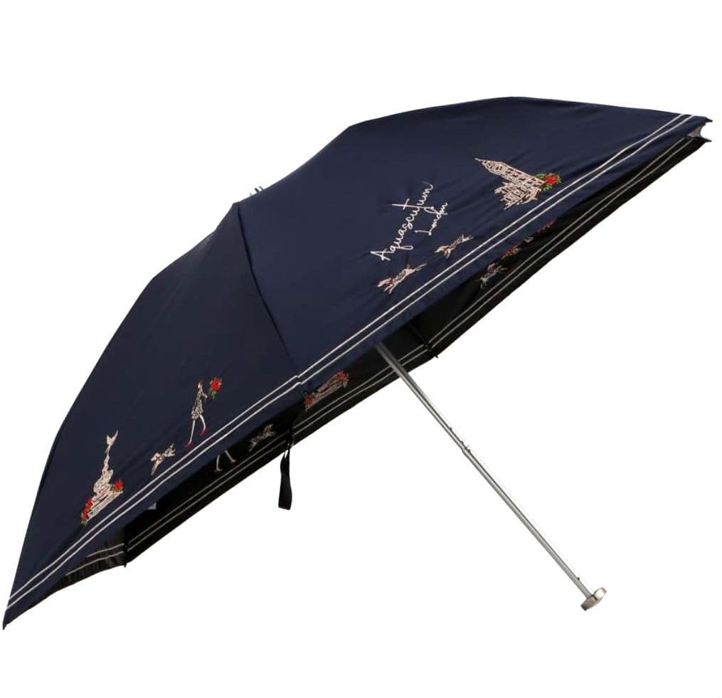 新品 アクアスキュータム 折りたたみ日傘 ロンドンガール 刺繍　サマーシールド
