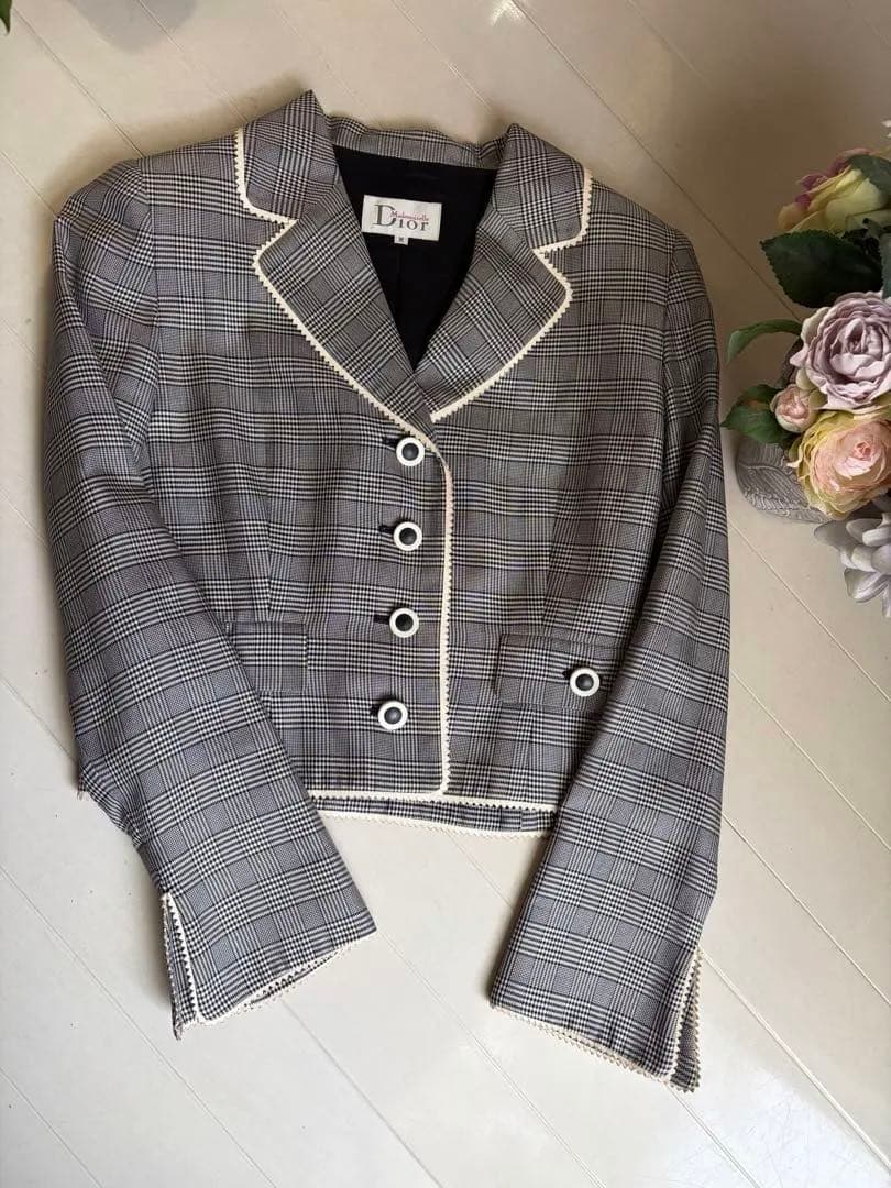 ヴィンテージ⭐︎Dior テーラードジャケット チェック柄⭐︎Mサイズ
