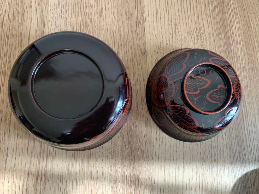 吉野塗　時代物　木芙蓉文のお椀3客　検懐石道具吉野塗　飯碗　吸物椀　珍品　蓋皿