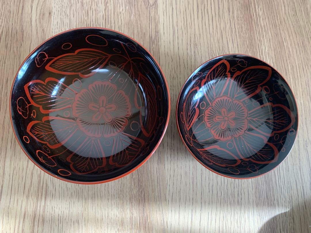 吉野塗　時代物　木芙蓉文のお椀3客　検懐石道具吉野塗　飯碗　吸物椀　珍品　蓋皿