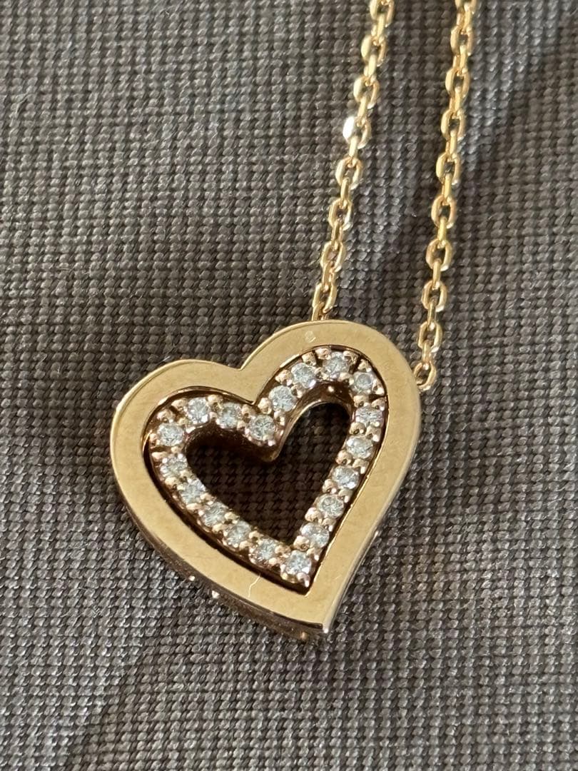 スタージュエリー限定K18 ダイヤ0.1ct ハートネックレス（チャーム着脱可）