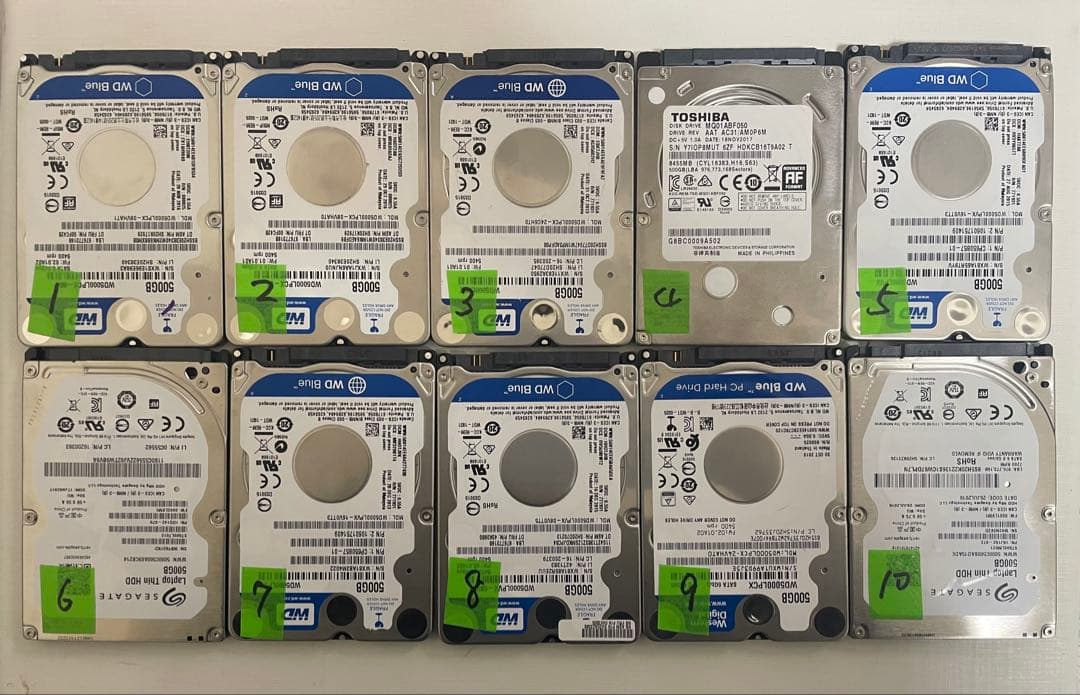 2.5インチ内蔵型HDD 500GB×10個　正常動作品①