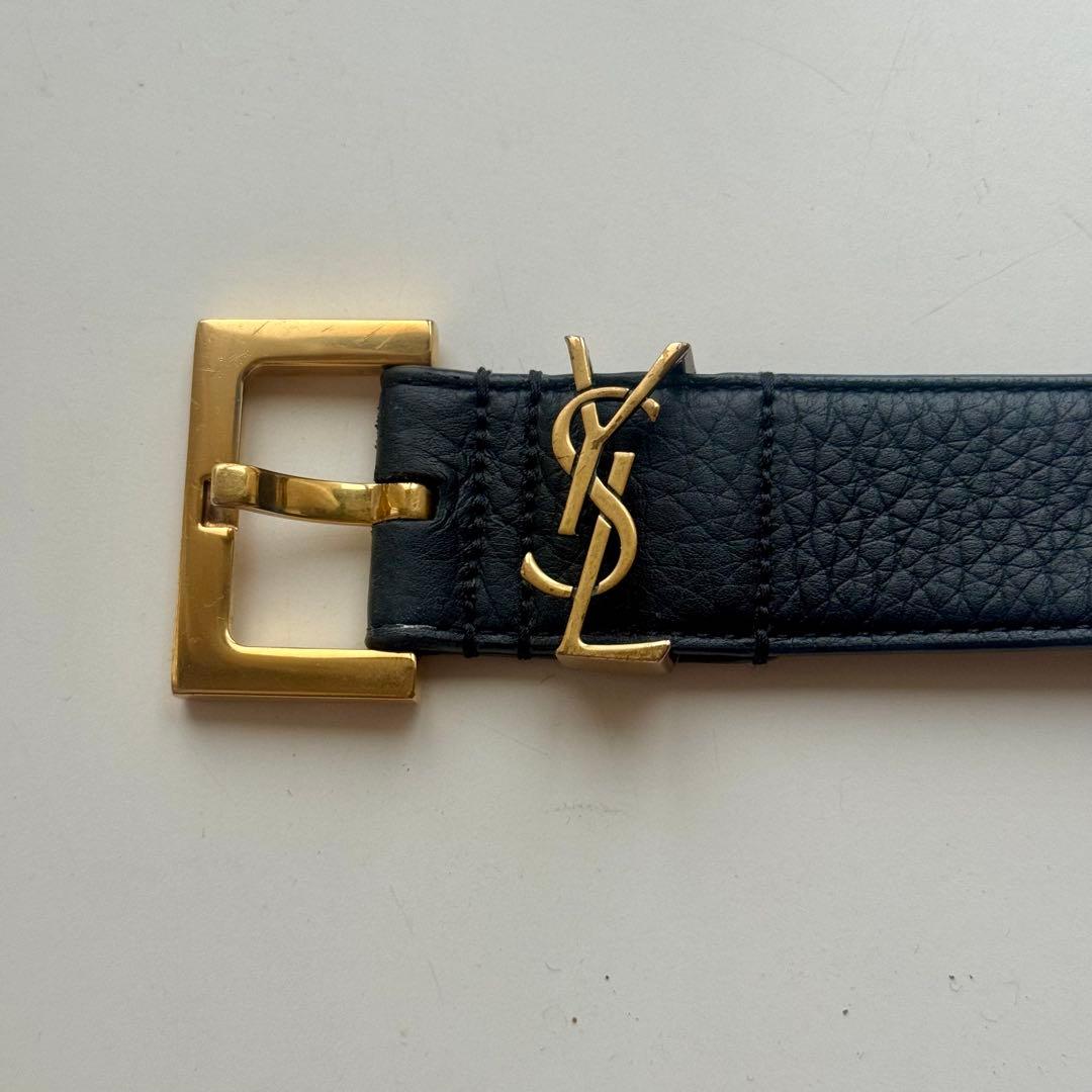 【SAINT LAURENT】サンローラン　カサンドラ　ロゴ　ベルト　ブラック