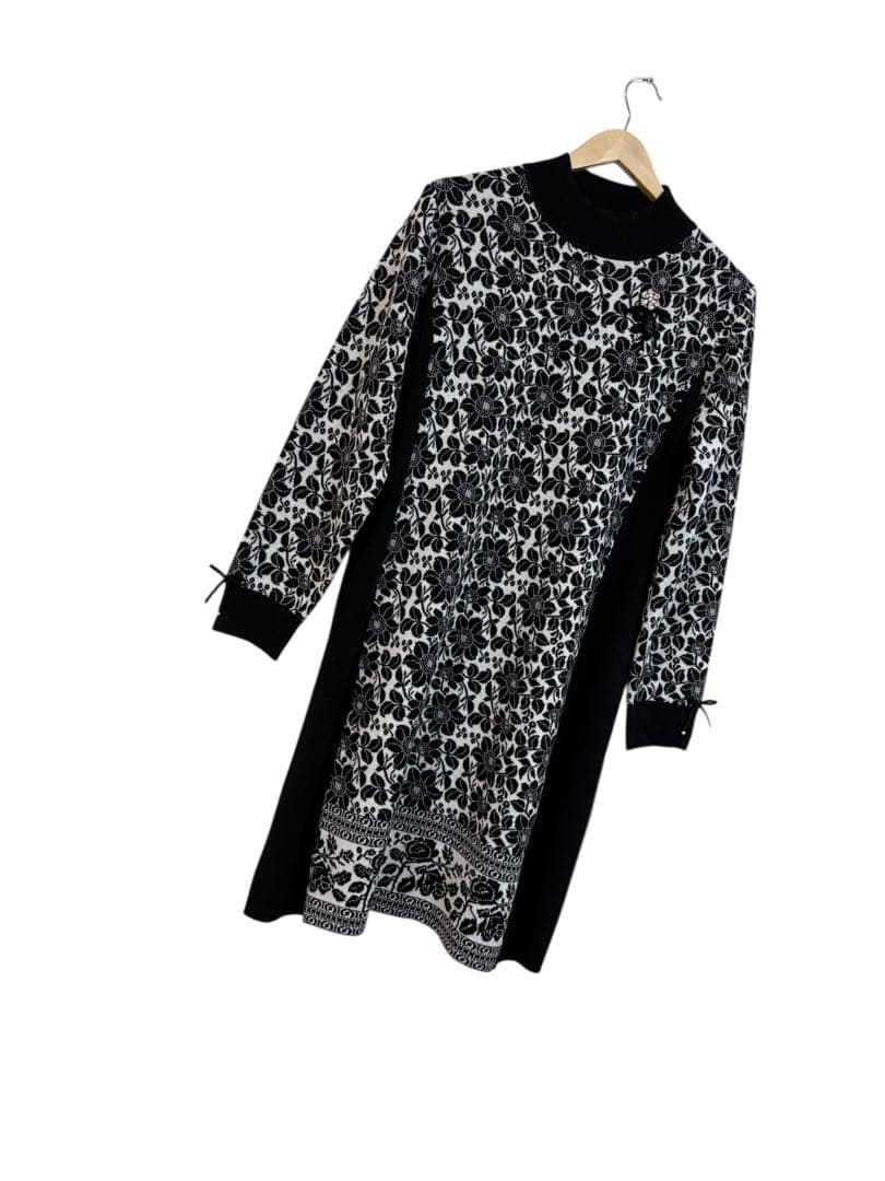 2025AW⭐️スーパービューティー⭐️ジャガードハイネックニットワンピース 44