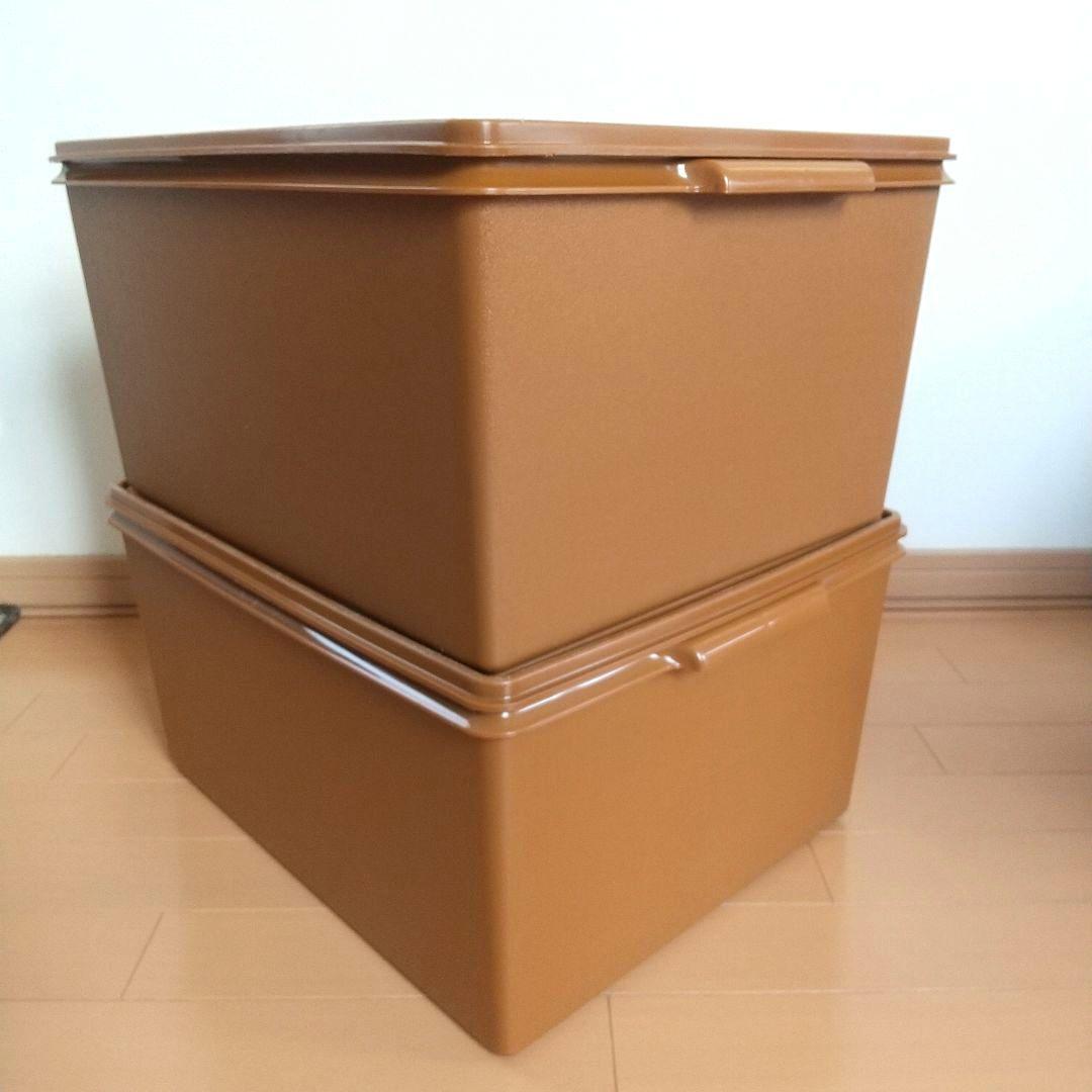 【タッパーウェア 収納】スーパーケース 5個セット(深型2個+薄型3個) セピア