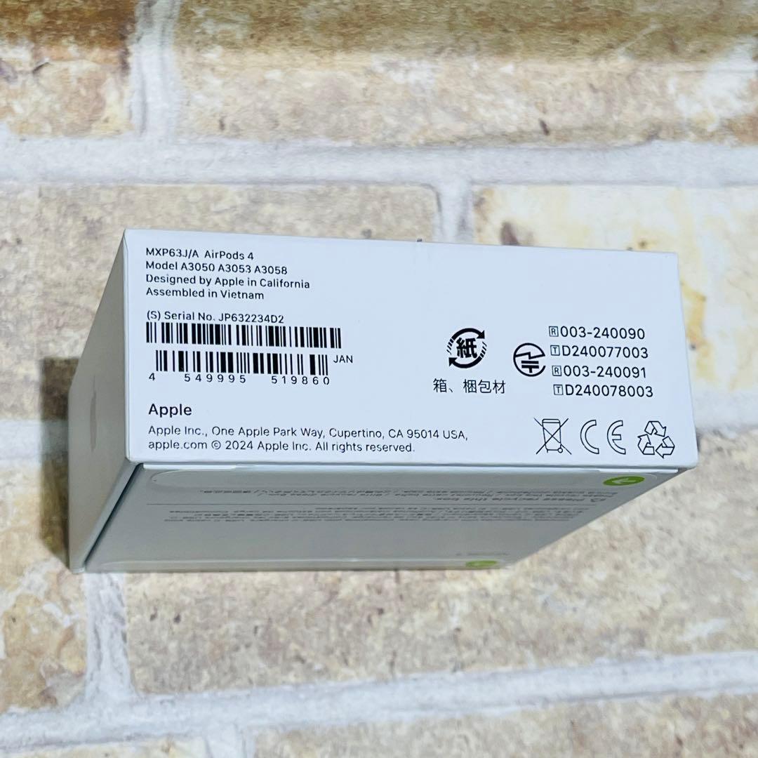 新品未開封Apple AirPods第4世代 本体 A3050