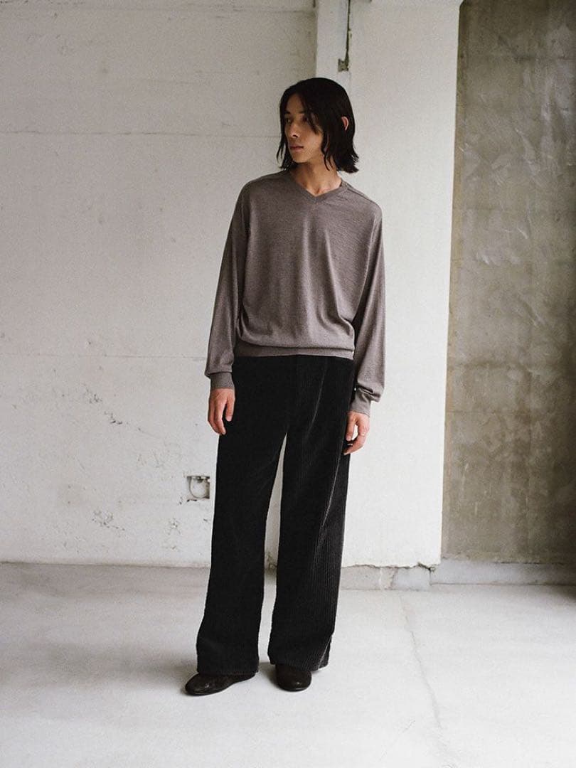 パンツ LIDNM Wide Ridge Washed Corduroy BLACK