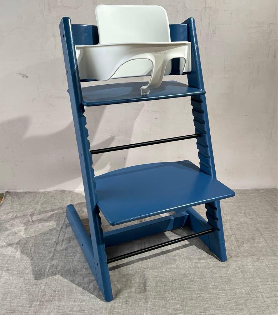 ストッケ　トリップ トラップ　ブルー　　+ベビーセット　+おまけクッション