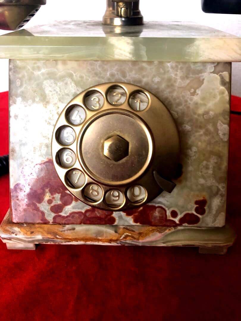 アンティーク　大理石　電話　昭和　レトロ　ダイヤル