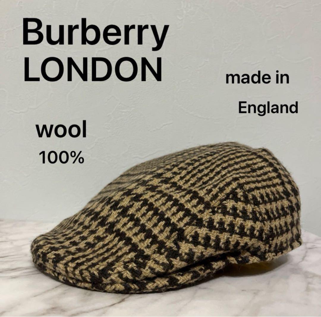 vintage バーバリー　ウール　キャスケット　千鳥格子　ブラウン　帽子