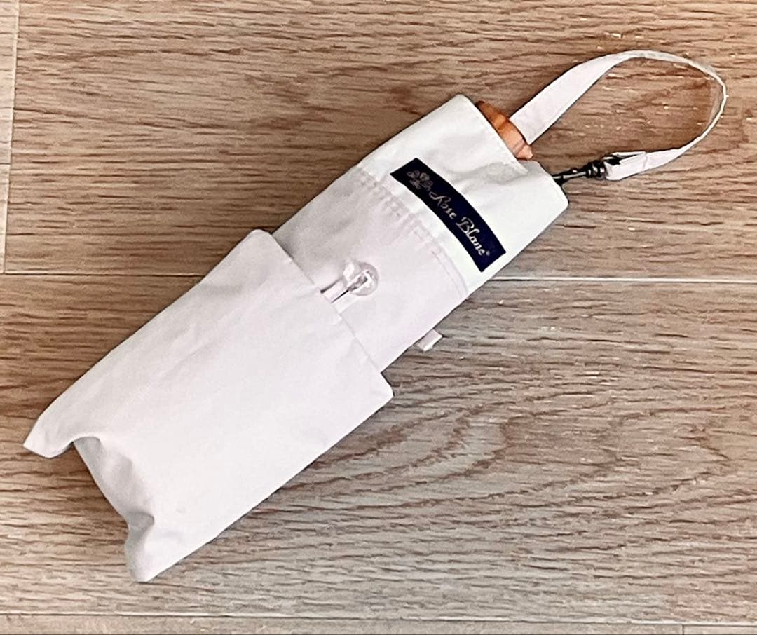 【美品】ロサブラン／3段折日傘　ライトグレージュ×アイボリー