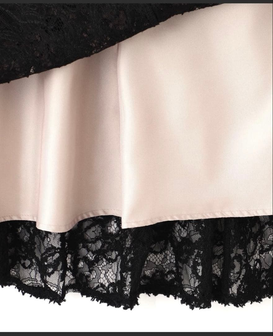 黒 レース ニット ロングワンピース