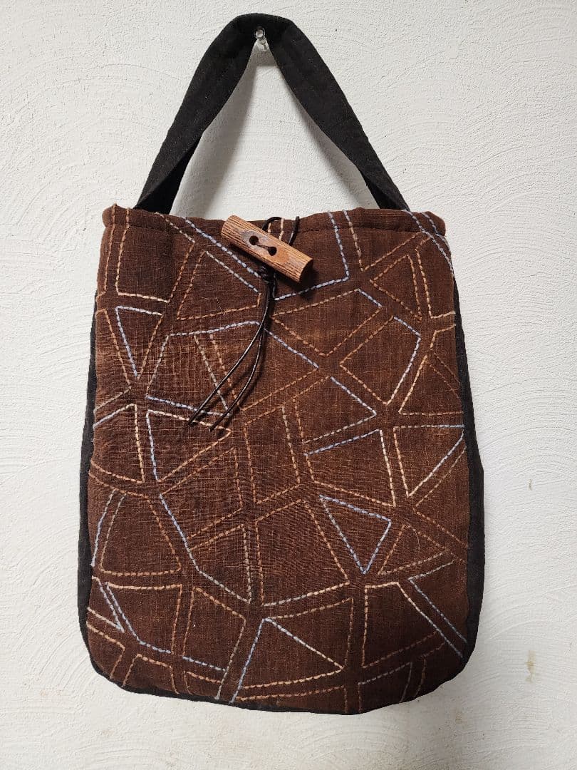 ♡新作　泥染め　渋い色合い　幾何学模様　刺し子バッグ　センソユニコ慈雨等