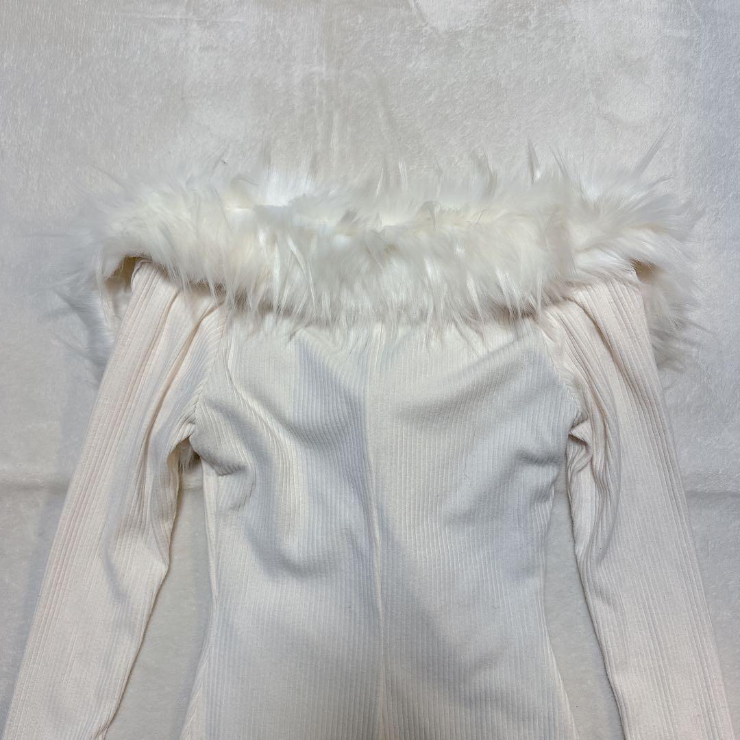 未使用 Melt the lady wide fur mini dress