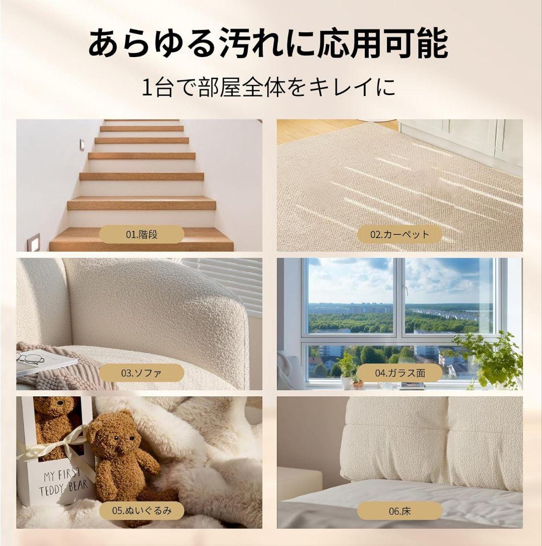 リンサークリーナー カーペットクリーナー 家庭用スチームクリーナー Black