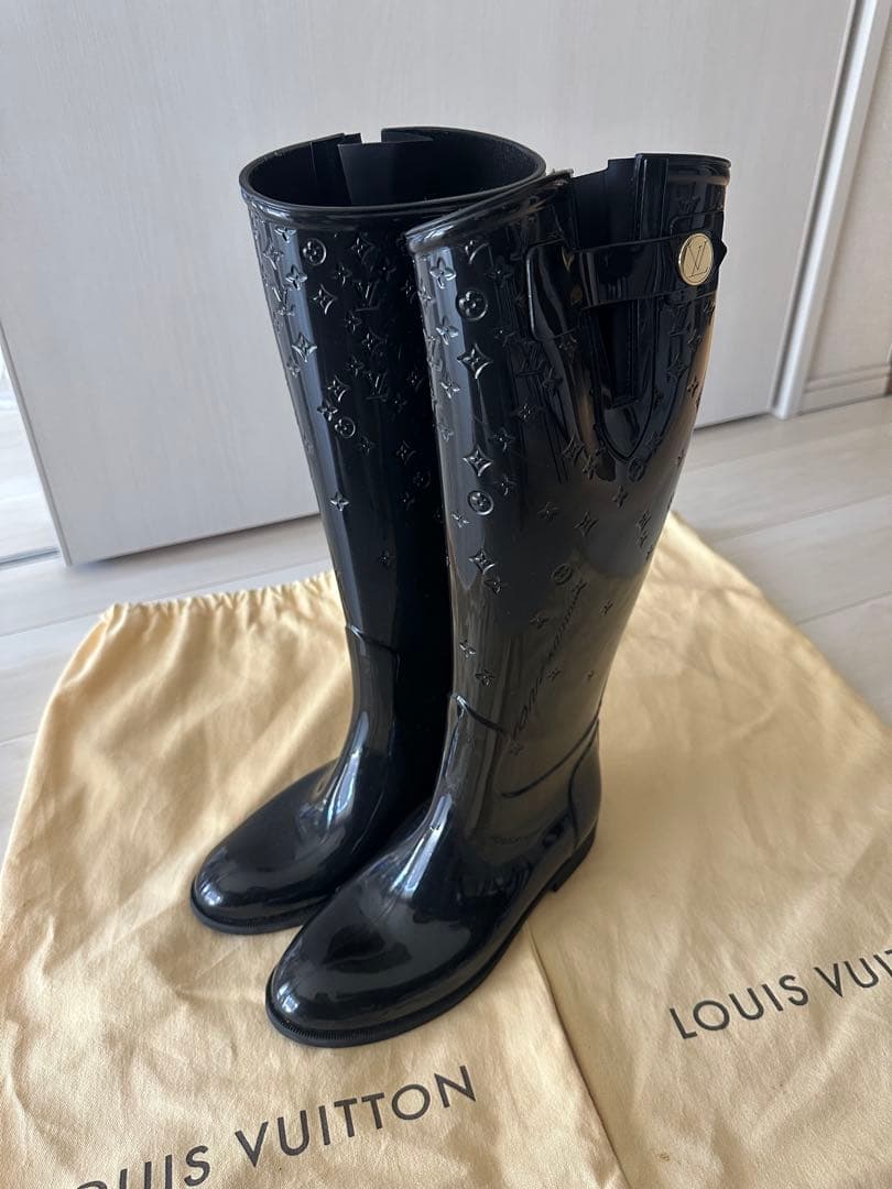 【Louis Vuitton】ルイヴィトン ブラック ロング レインブーツ35