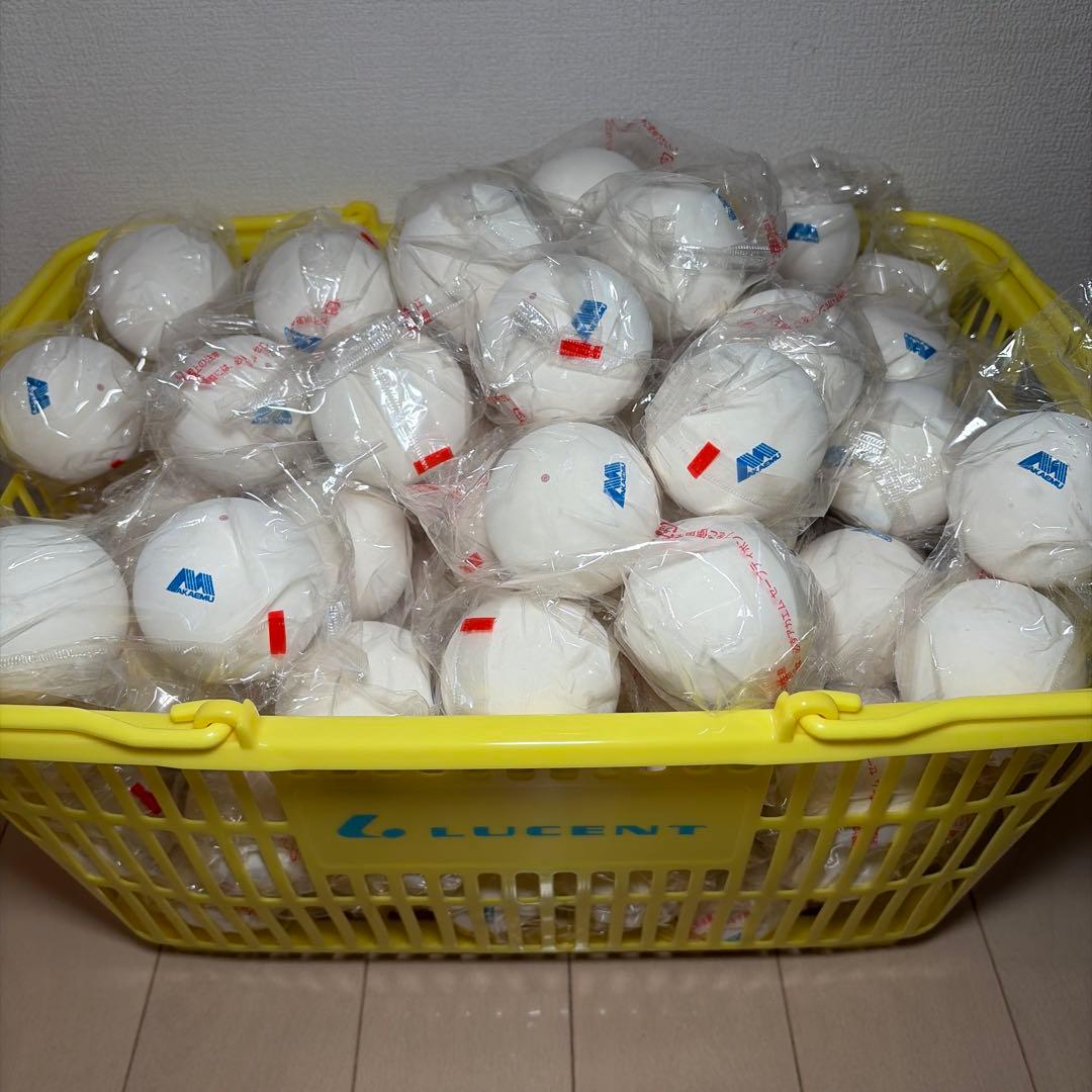 【早い者勝ち】ソフトテニス ボール アカエム 60球 かご付き