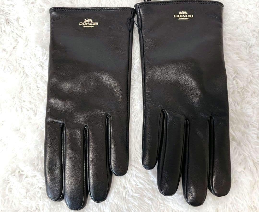 COACH ブラック手袋 シープレザー