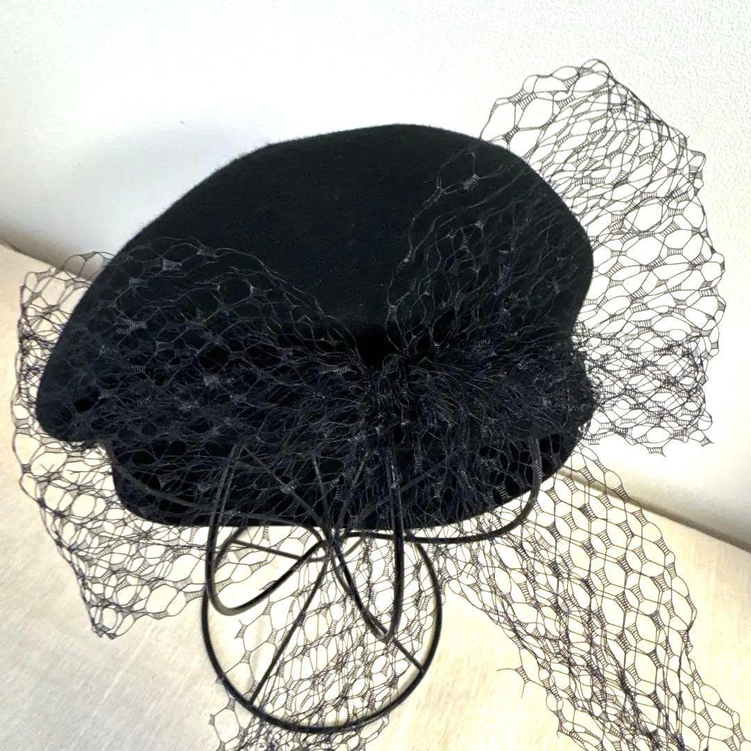 エレガント CA4LA カシラ レース リボン キャスケット チュールレース 黒