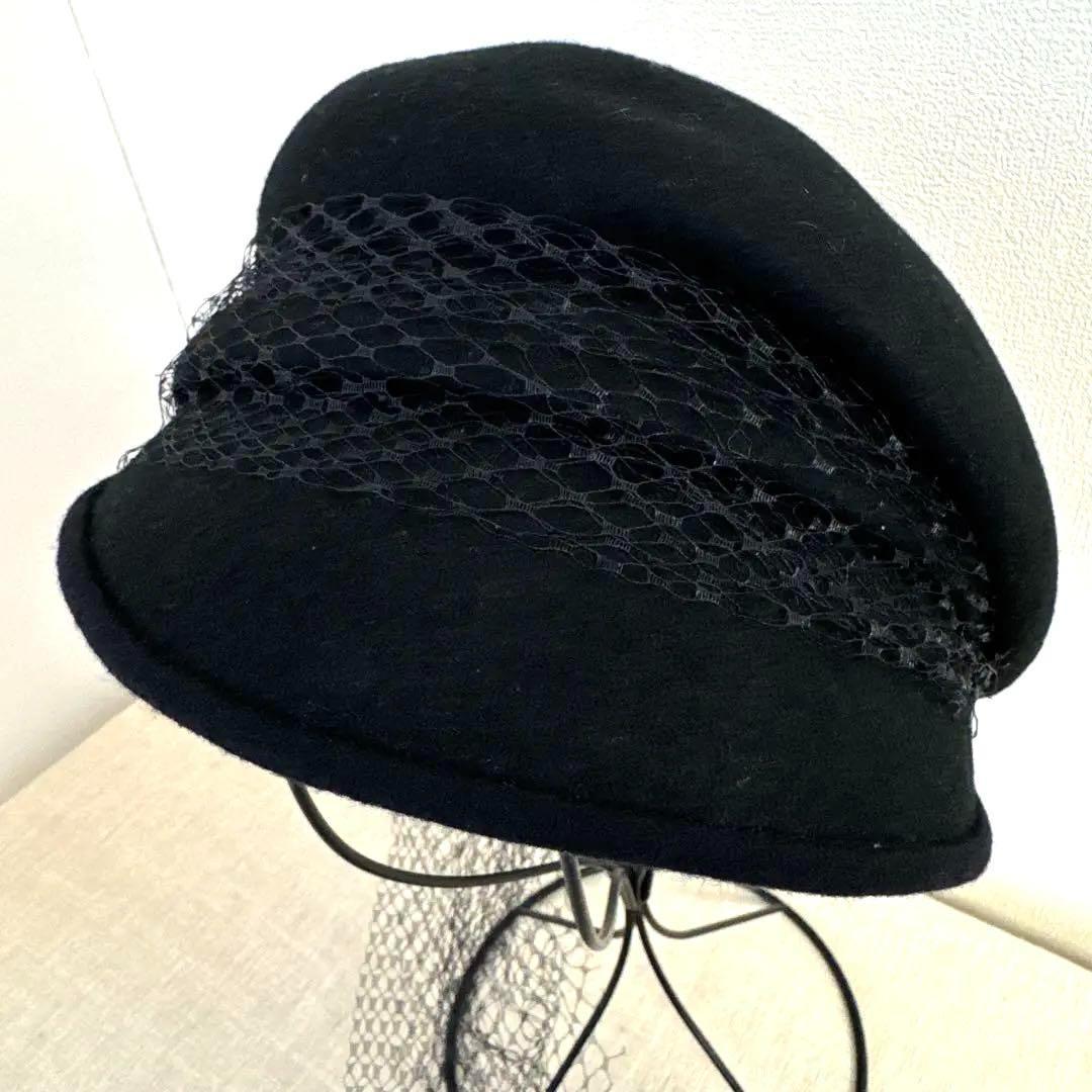 エレガント CA4LA カシラ レース リボン キャスケット チュールレース 黒